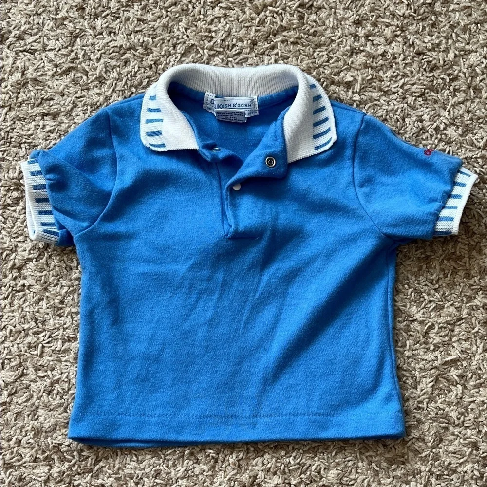 Vintage OshKosh B'gosh Short Sleeve Polo & Denim Shortalls - Size 6-9 Months